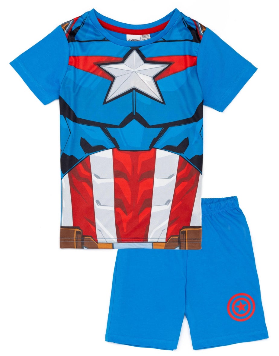 Disney Marvel Captain America Kids Blue Shortie Pyjamas (2-8 Years)