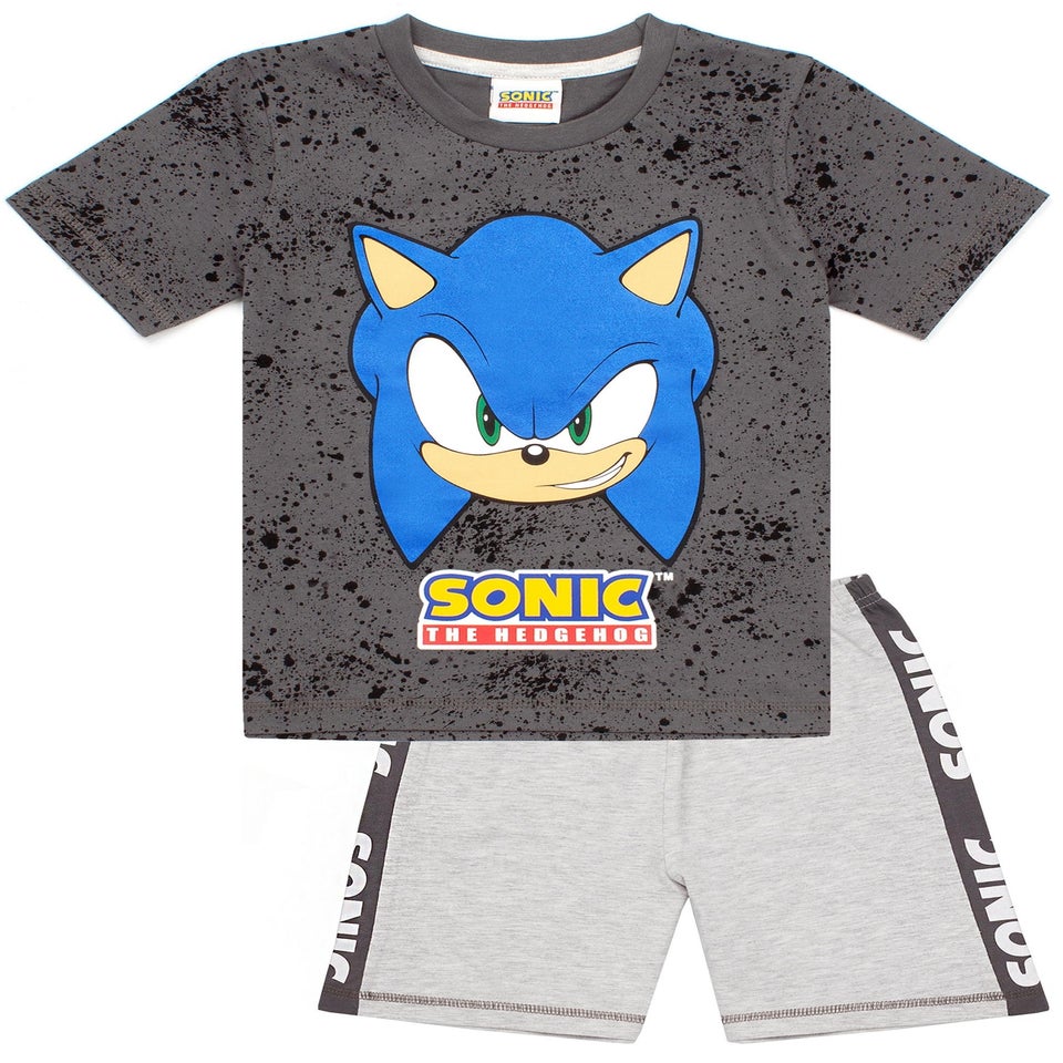 Sonic The Hedgehog Grey Kids Shortie Pyjamas (4-12 Years)