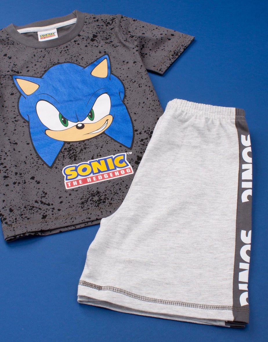 Sonic The Hedgehog Grey Kids Shortie Pyjamas (4-12 Years)