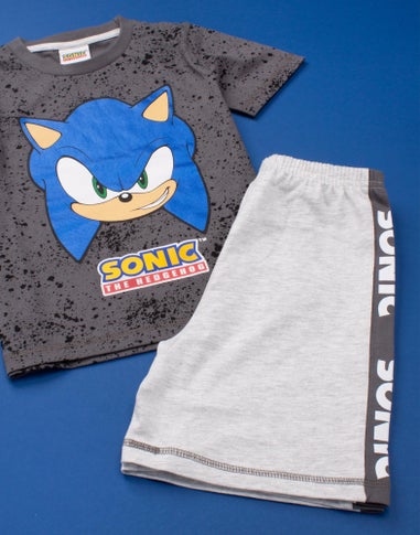 Sonic The Hedgehog Grey Kids Shortie Pyjamas (4-12 Years)