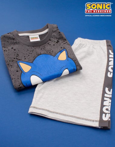 Sonic The Hedgehog Grey Kids Shortie Pyjamas (4-12 Years)