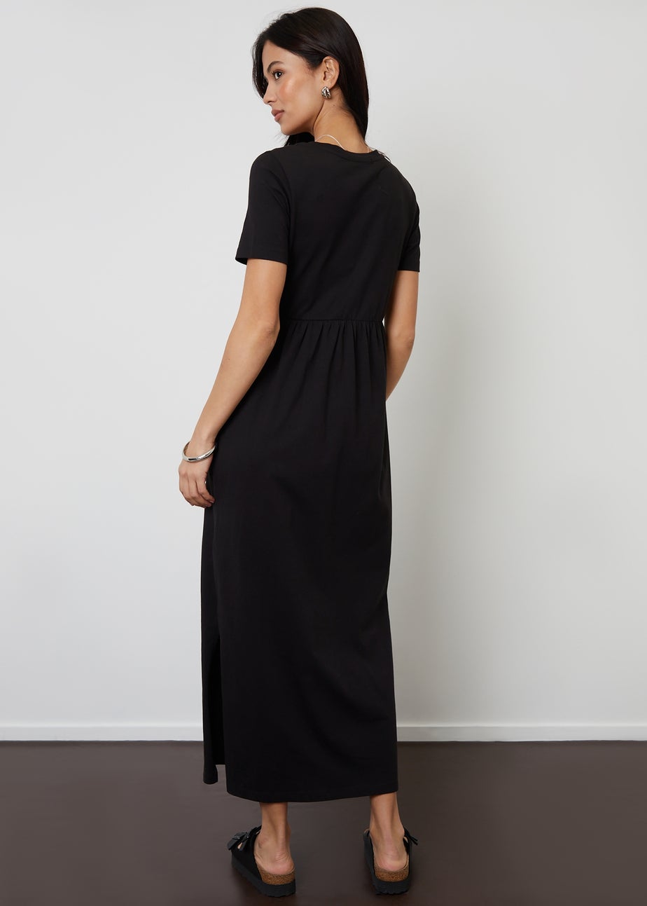 Threadbare Black Cotton Jersey Maxi Dress With Pockets