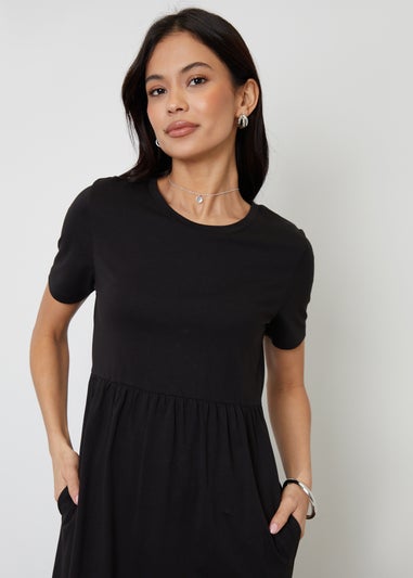 Threadbare Black Cotton Jersey Maxi Dress With Pockets