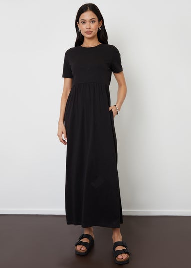 Threadbare Black Cotton Jersey Maxi Dress With Pockets