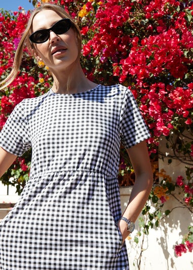 Threadbare Black Cotton Jersey Smock Style Midi Dress With Pockets