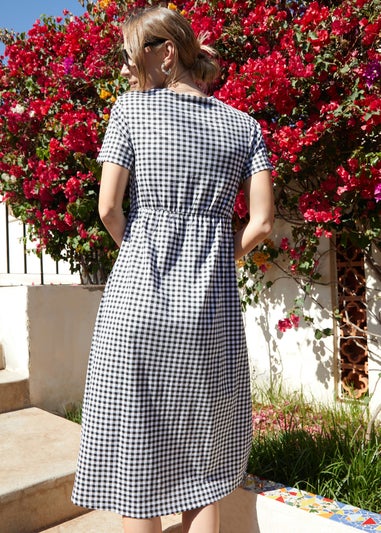 Threadbare Black Cotton Jersey Smock Style Midi Dress With Pockets