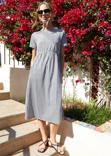 Threadbare Black Cotton Jersey Smock Style Midi Dress With Pockets