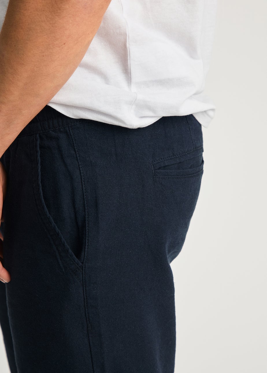 Tokyo Laundry Navy Linen Blend Straight Leg Trousers