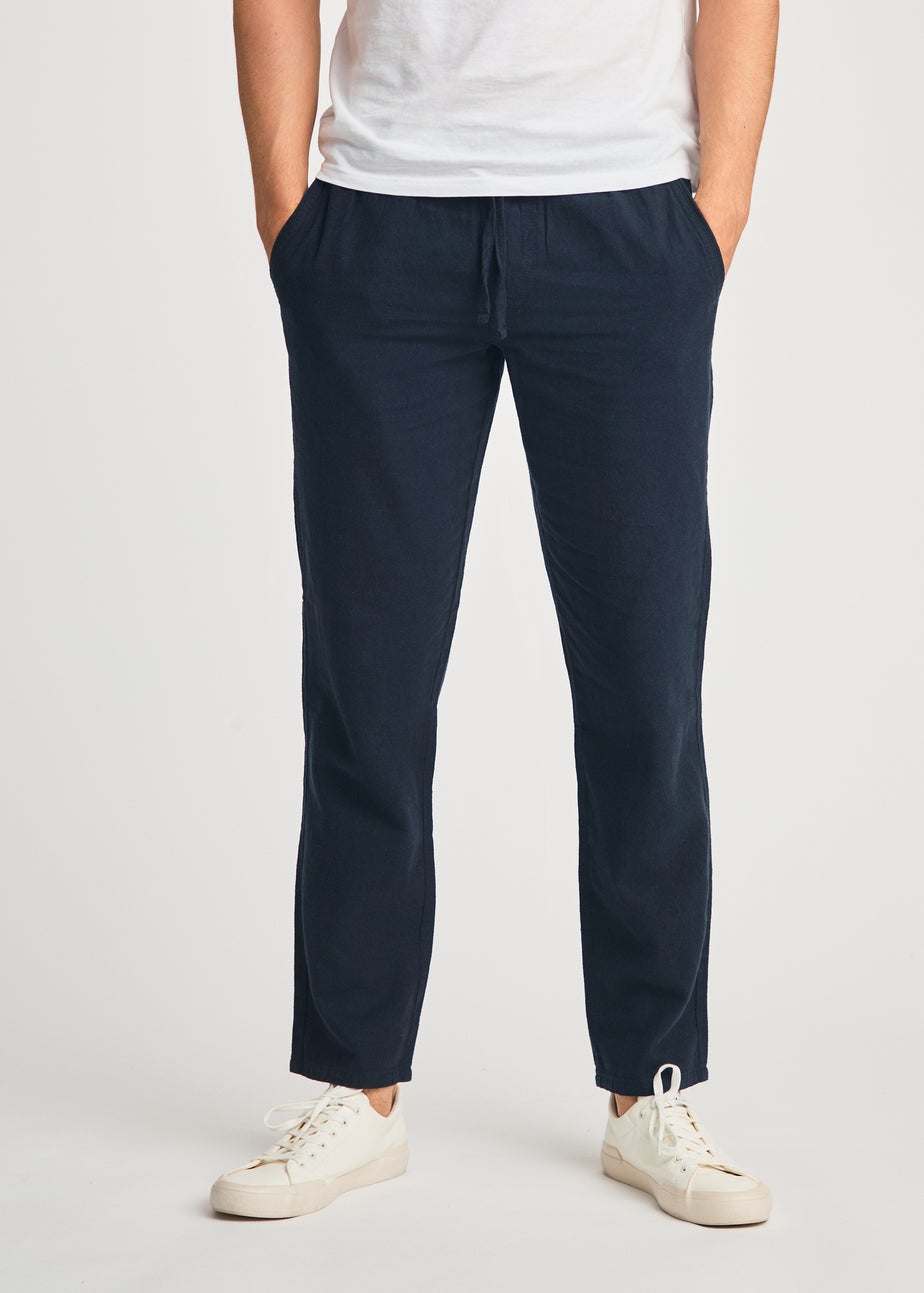 Tokyo Laundry Navy Linen Blend Straight Leg Trousers