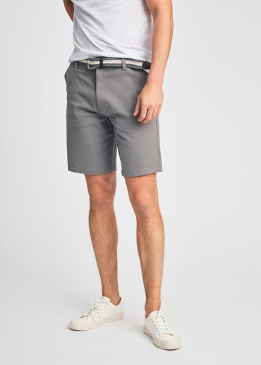 Tokyo Laundry Grey Cotton Chino Short With Belt