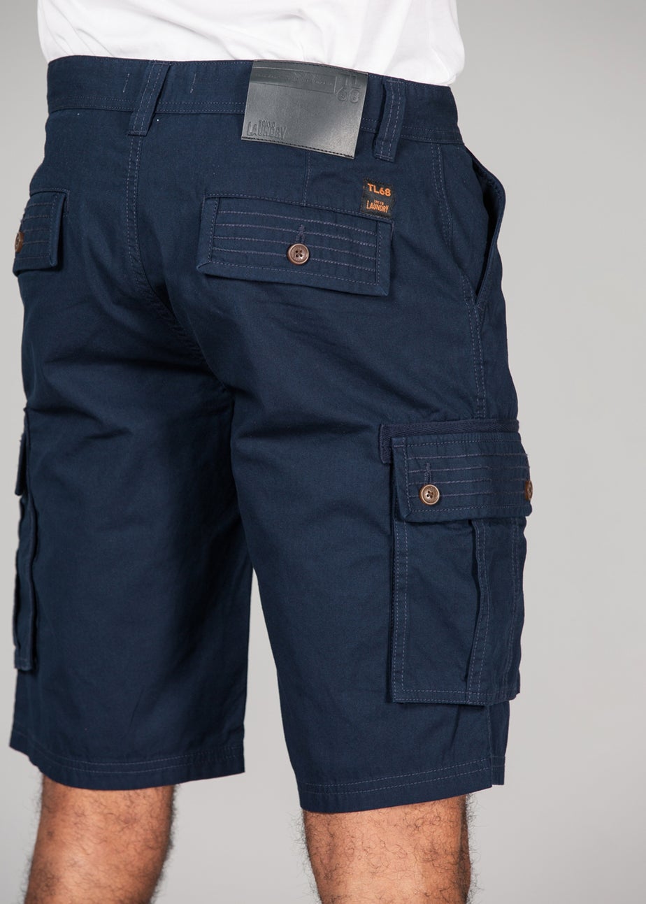 Tokyo Laundry Navy Cotton Cargo-Style Short with Pockets