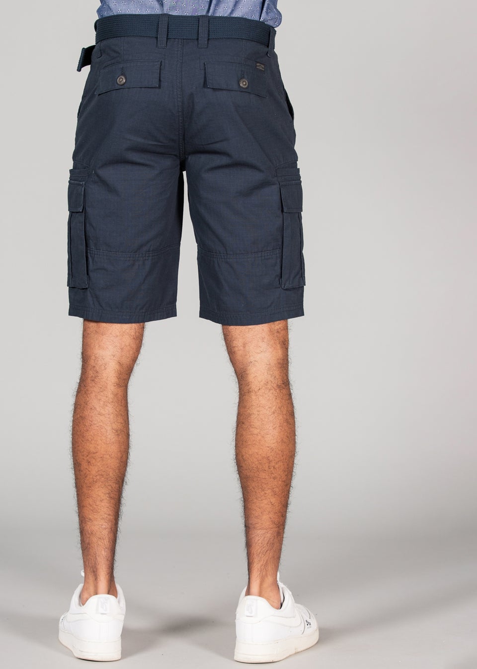 Tokyo Laundry Navy Cotton Ripstop Cargo Shorts