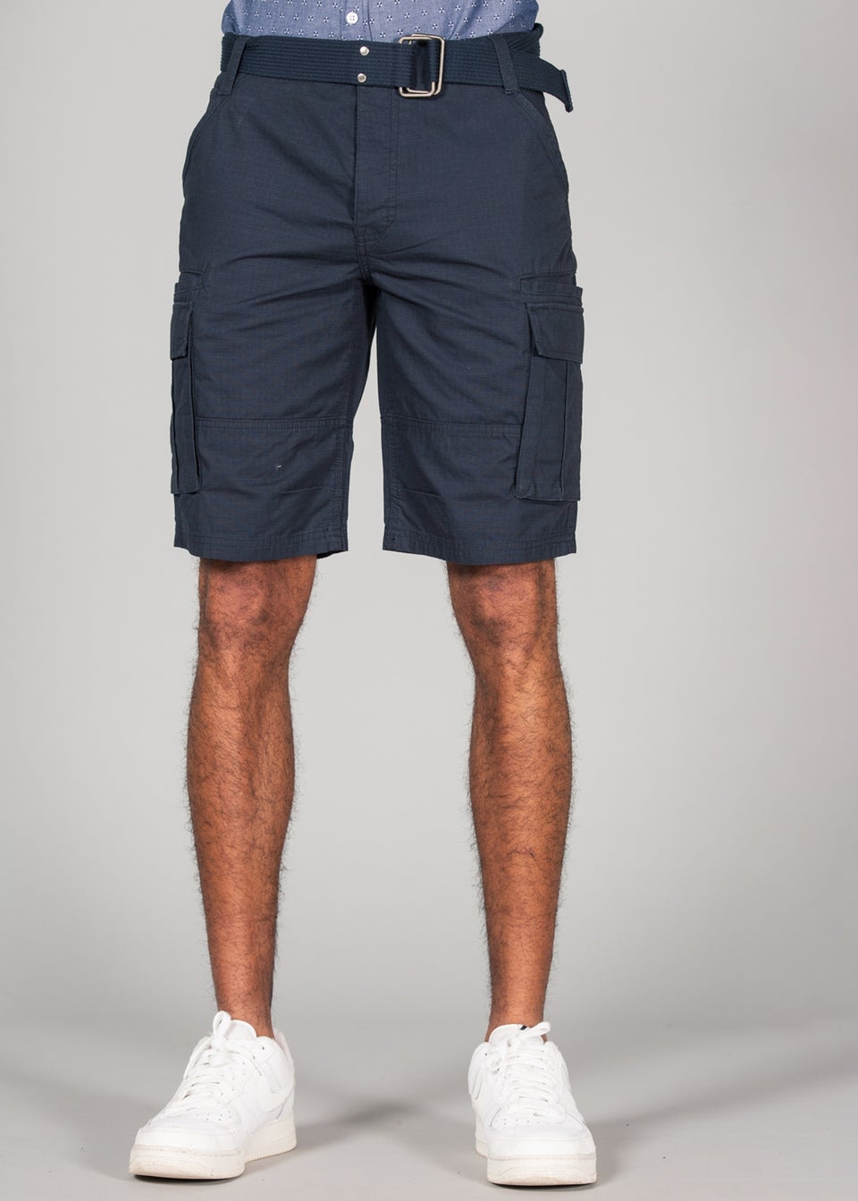 Tokyo Laundry Navy Cotton Ripstop Cargo Shorts