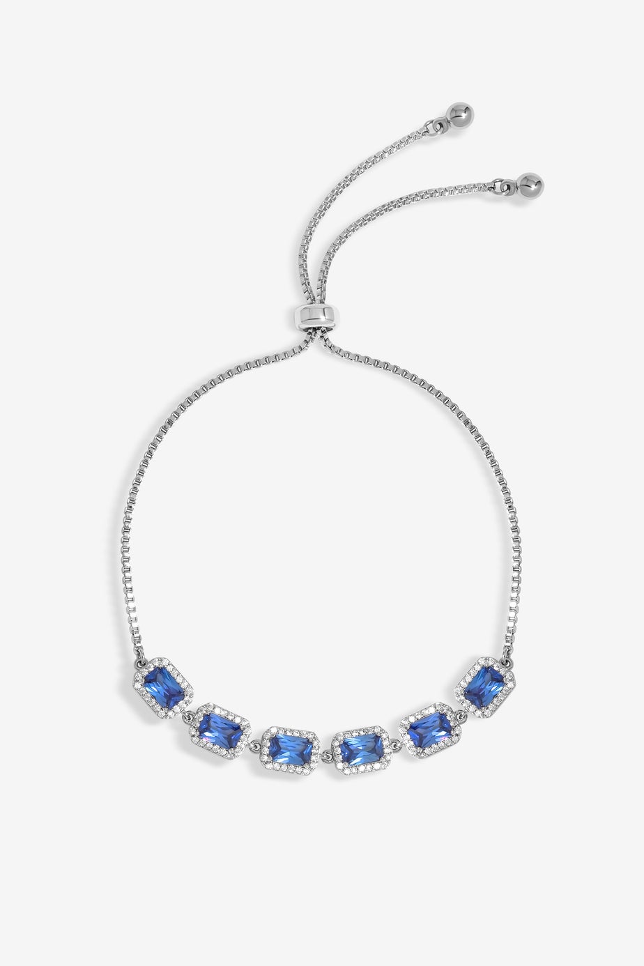 Jon Richard Rhodium Plated Cubic Zirconia Emerald Cut Sapphire Toggle Bracelet Boxed