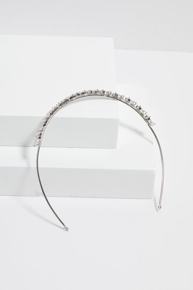 Jon Richard Silver Plated Crystal Floral Single Row Headband
