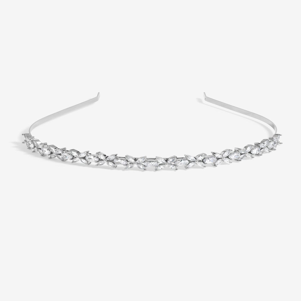 Jon Richard Silver Plated Crystal Floral Single Row Headband