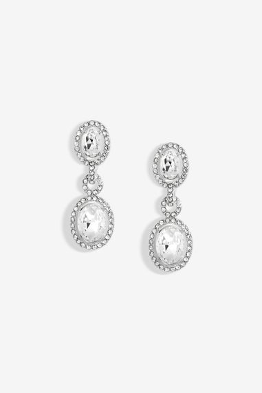 Jon Richard Silver Plated Crystal Halo Earrings