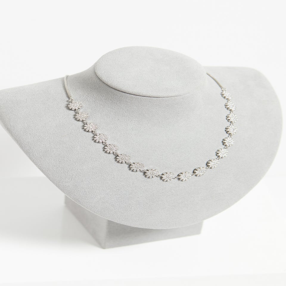 Jon Richard Rhodium Plated Cubic Zirconia Mini Flower Adjustable Necklace