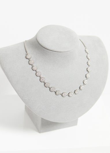 Jon Richard Rhodium Plated Cubic Zirconia Mini Flower Adjustable Necklace