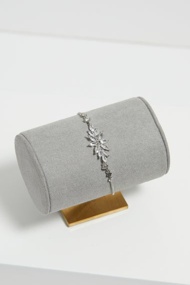 Jon Richard Rhodium Plated Cubic Zirconia Floral Toggle Bracelet