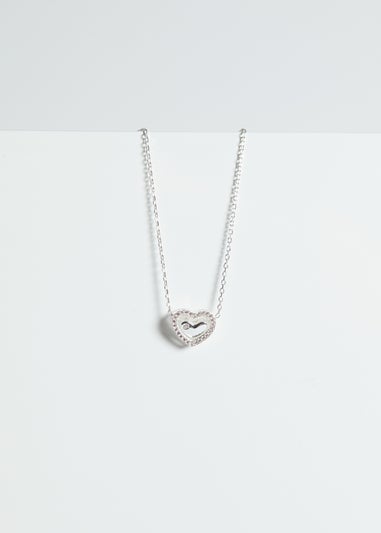Simply Silver Sterling Silver 925 Cubic Zirconia Heart Halo Pendant