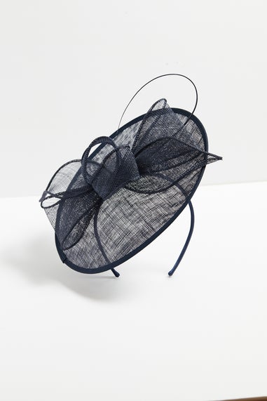 Jon Richard Navy Woven Bow Fascinator