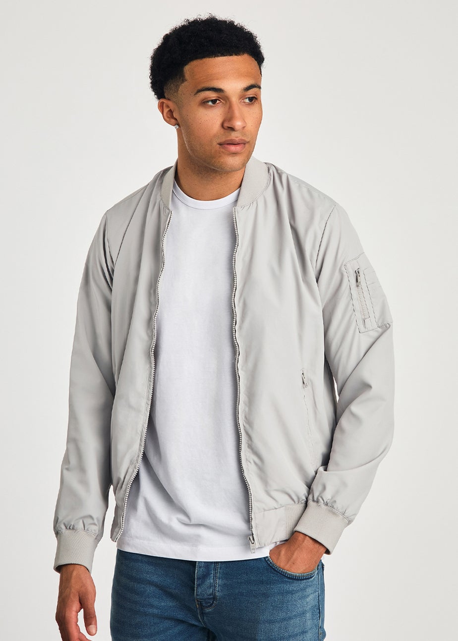 French Connection Light Grey MA1 Technical Bomber Jacket