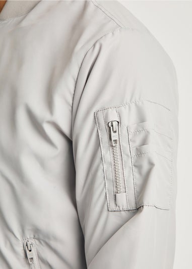 French Connection Light Grey MA1 Technical Bomber Jacket