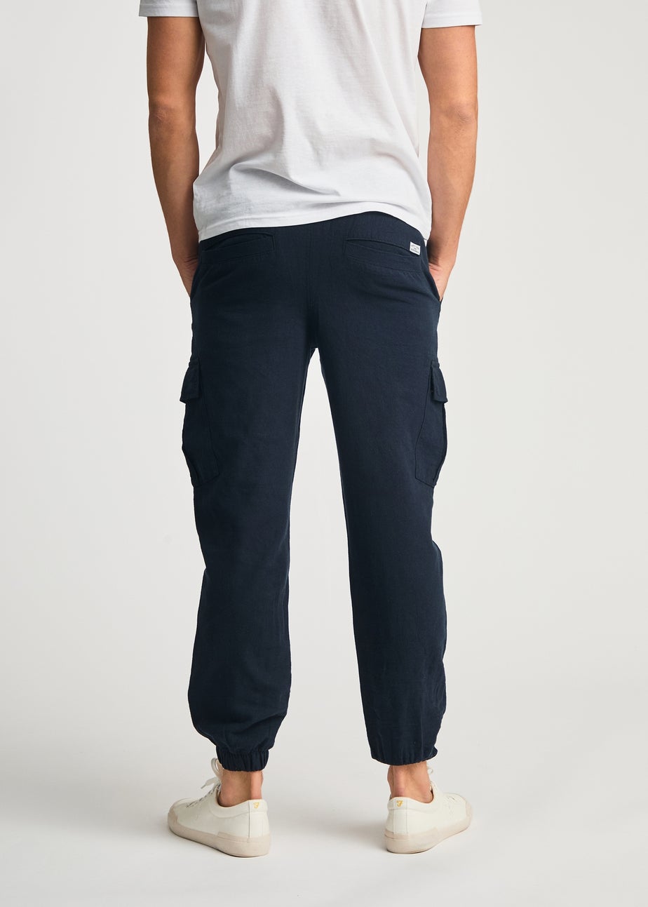 Tokyo Laundry Navy Linen Blend Cargo-Style Trousers