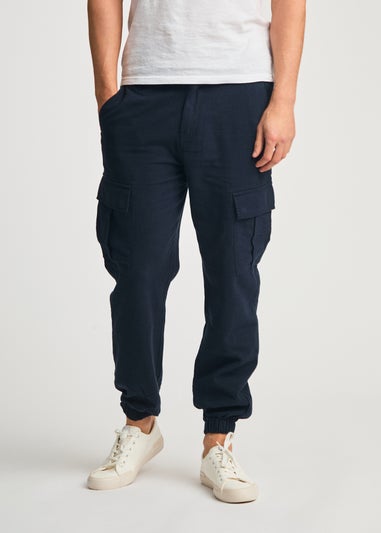 Tokyo Laundry Navy Linen Blend Cargo-Style Trousers