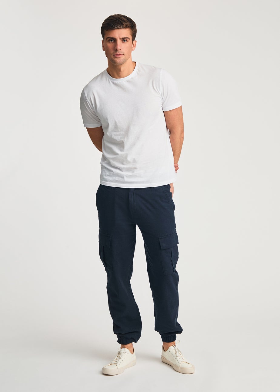 Tokyo Laundry Navy Linen Blend Cargo-Style Trousers