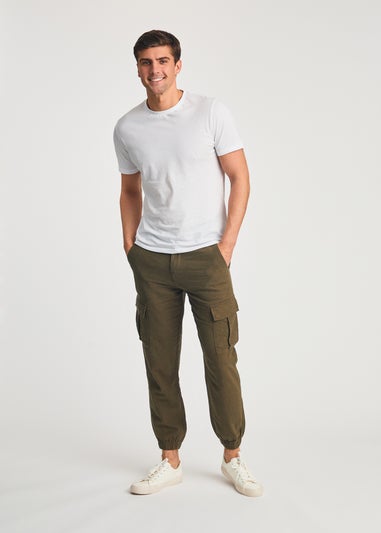 Tokyo Laundry Olive Linen Blend Cargo-Style Trousers