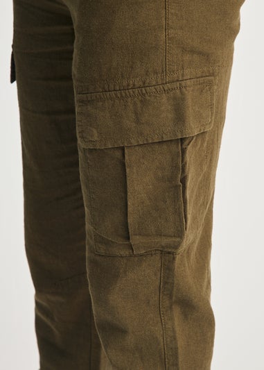 Tokyo Laundry Olive Linen Blend Cargo-Style Trousers