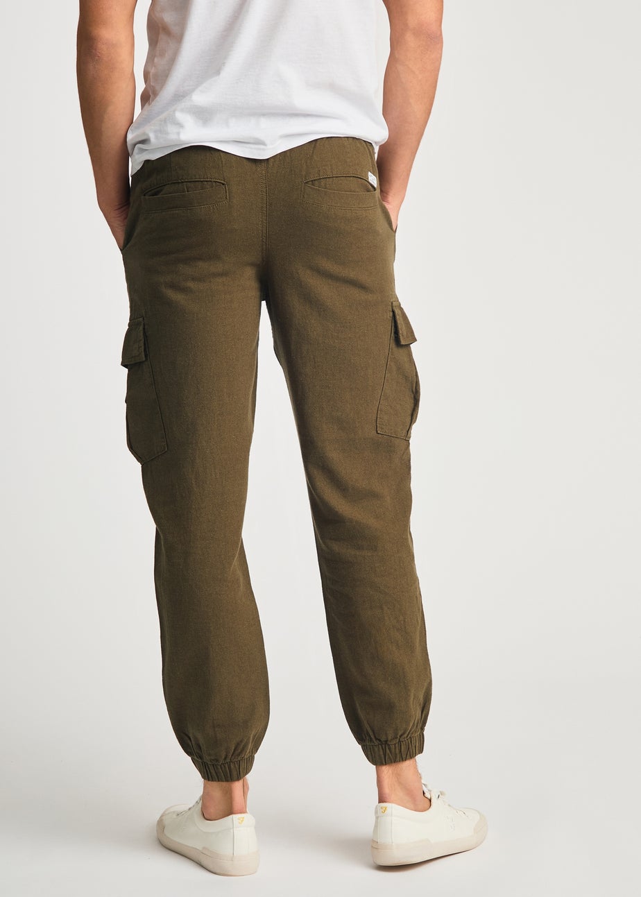Tokyo Laundry Olive Linen Blend Cargo-Style Trousers