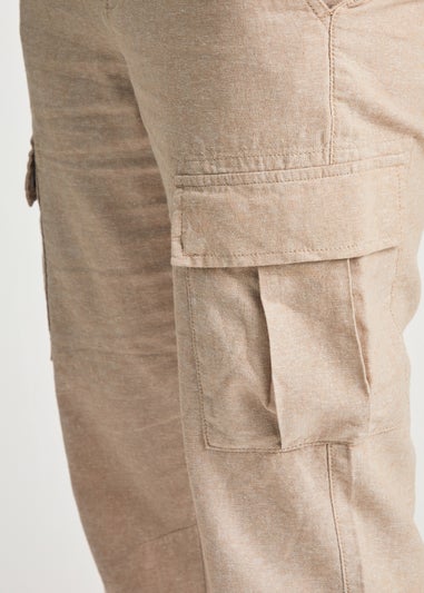 Tokyo Laundry Beige Linen Blend Cargo-Style Trousers