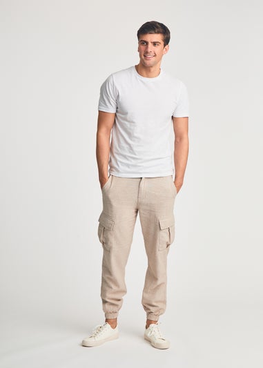 Tokyo Laundry Beige Linen Blend Cargo-Style Trousers