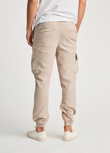 Tokyo Laundry Beige Linen Blend Cargo-Style Trousers
