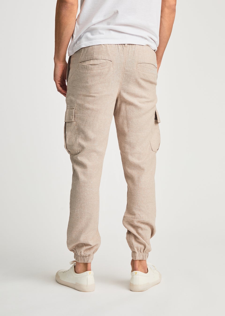 Tokyo Laundry Beige Linen Blend Cargo-Style Trousers
