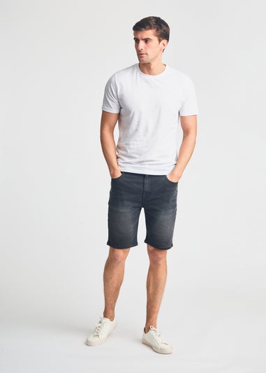 Tokyo Laundry Black Cotton Blend Regular-Fit Denim Shorts