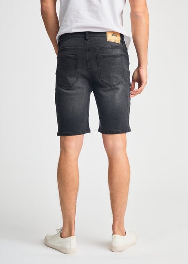 Tokyo Laundry Black Cotton Blend Regular-Fit Denim Shorts