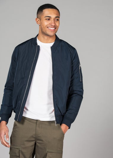 Tokyo Laundry Navy Bomber Jacket with Zip Fastening