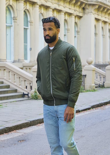 Tokyo Laundry Khaki Bomber Jacket with Zip Fastening