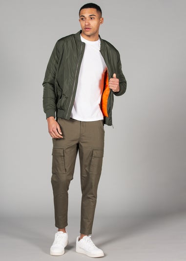 Tokyo Laundry Khaki Bomber Jacket with Zip Fastening
