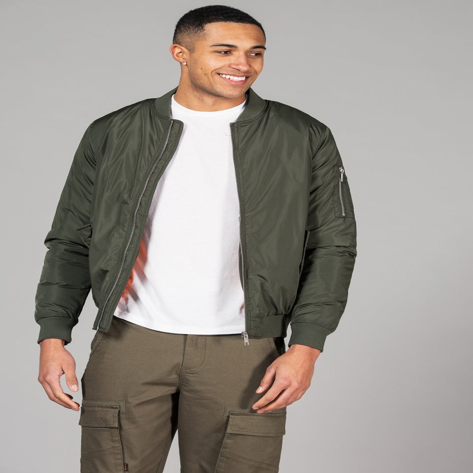 Tokyo Laundry Khaki Bomber Jacket with Zip Fastening