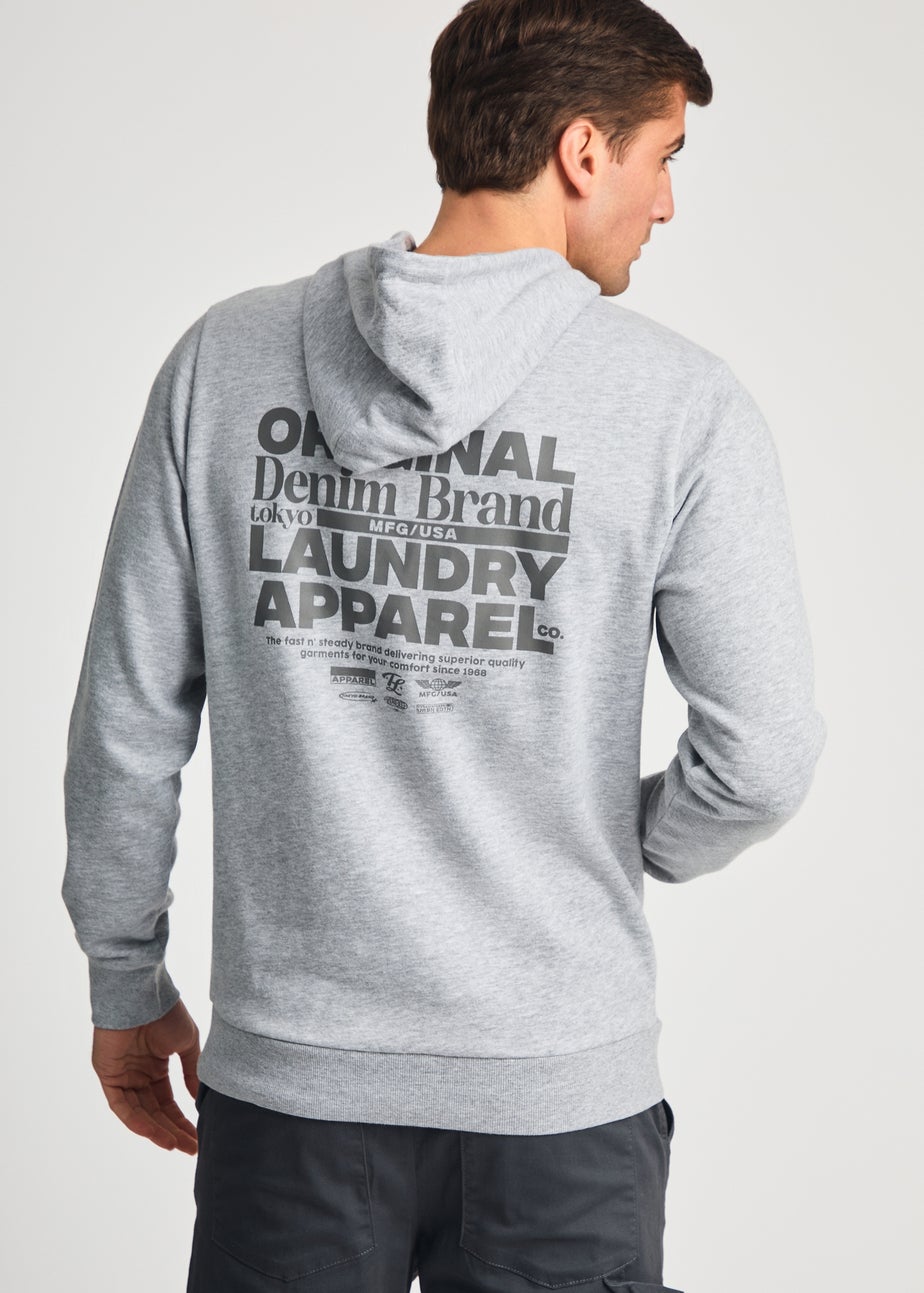 Tokyo Laundry Light Grey Printed Hoody With Drawcord