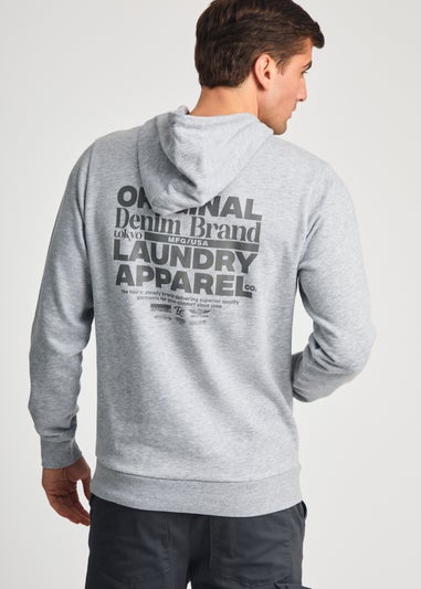 Tokyo Laundry Light Grey Printed Hoody With Drawcord