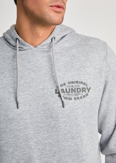Tokyo Laundry Light Grey Printed Hoody With Drawcord