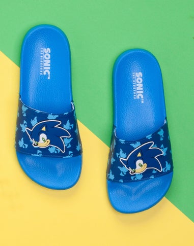 Sonic The Hedgehog Kids Blue Sliders (Younger 10-Older 3)