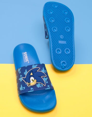 Sonic The Hedgehog Kids Blue Sliders (Younger 10-Older 3)