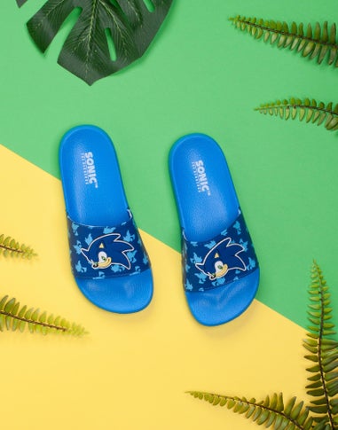 Sonic The Hedgehog Kids Blue Sliders (Younger 10-Older 3)